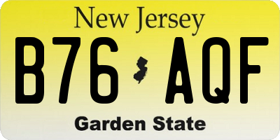 NJ license plate B76AQF