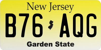NJ license plate B76AQG