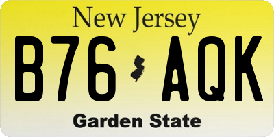 NJ license plate B76AQK