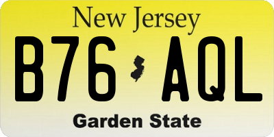 NJ license plate B76AQL
