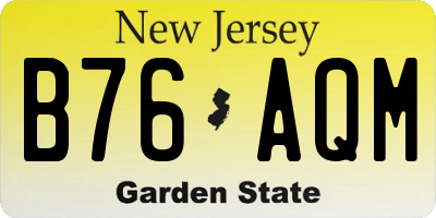 NJ license plate B76AQM