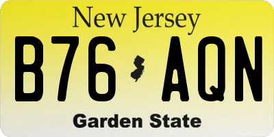 NJ license plate B76AQN