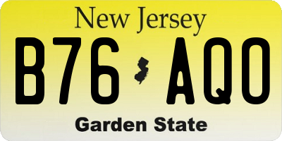 NJ license plate B76AQO