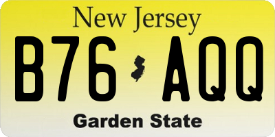 NJ license plate B76AQQ
