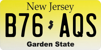 NJ license plate B76AQS