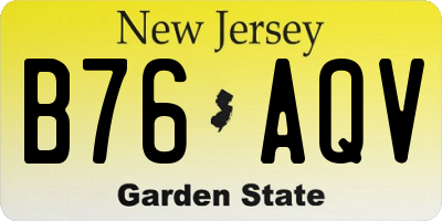 NJ license plate B76AQV