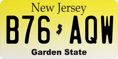 NJ license plate B76AQW