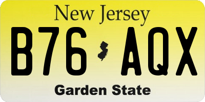 NJ license plate B76AQX