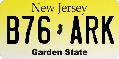 NJ license plate B76ARK
