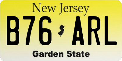 NJ license plate B76ARL
