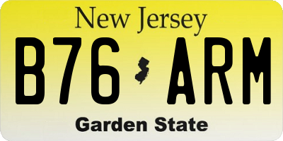 NJ license plate B76ARM