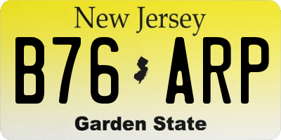 NJ license plate B76ARP