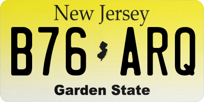 NJ license plate B76ARQ