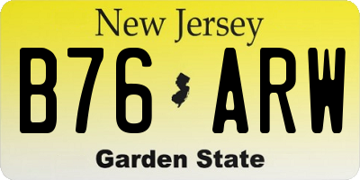 NJ license plate B76ARW