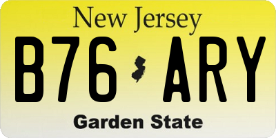 NJ license plate B76ARY