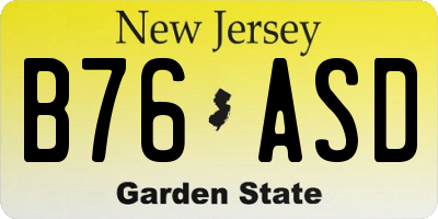 NJ license plate B76ASD