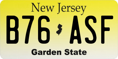NJ license plate B76ASF
