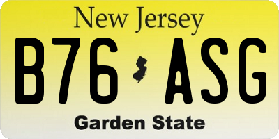 NJ license plate B76ASG