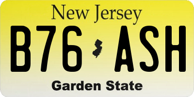 NJ license plate B76ASH