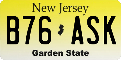 NJ license plate B76ASK