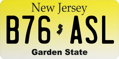 NJ license plate B76ASL