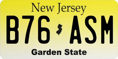 NJ license plate B76ASM