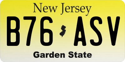 NJ license plate B76ASV