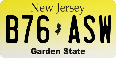 NJ license plate B76ASW