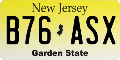 NJ license plate B76ASX
