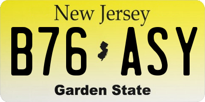 NJ license plate B76ASY