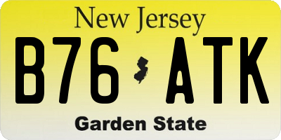 NJ license plate B76ATK
