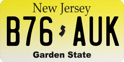 NJ license plate B76AUK