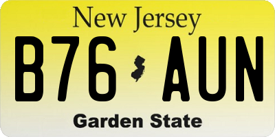 NJ license plate B76AUN