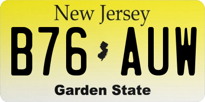 NJ license plate B76AUW