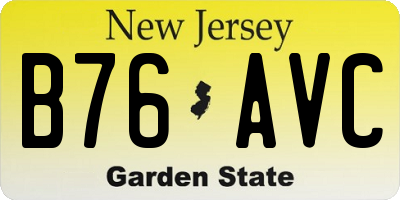 NJ license plate B76AVC