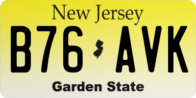 NJ license plate B76AVK
