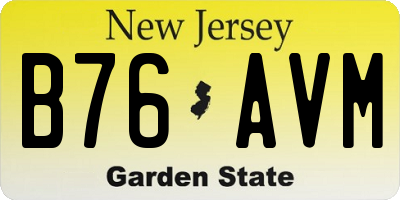 NJ license plate B76AVM