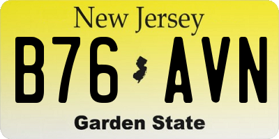 NJ license plate B76AVN