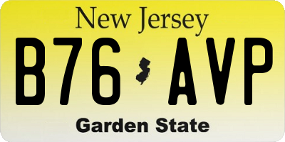 NJ license plate B76AVP