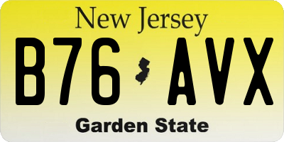 NJ license plate B76AVX
