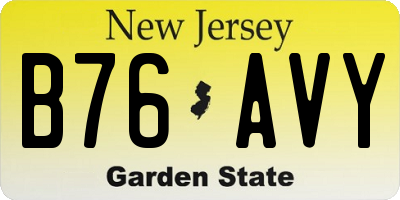 NJ license plate B76AVY