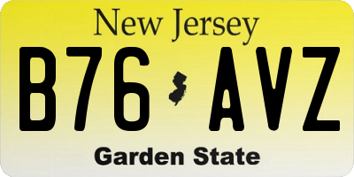 NJ license plate B76AVZ