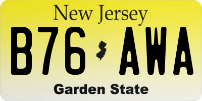 NJ license plate B76AWA
