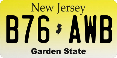 NJ license plate B76AWB
