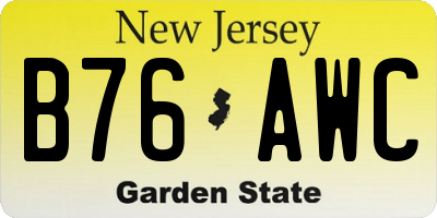 NJ license plate B76AWC