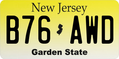 NJ license plate B76AWD