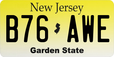 NJ license plate B76AWE