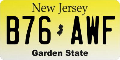 NJ license plate B76AWF