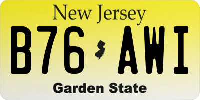 NJ license plate B76AWI