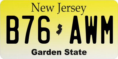 NJ license plate B76AWM